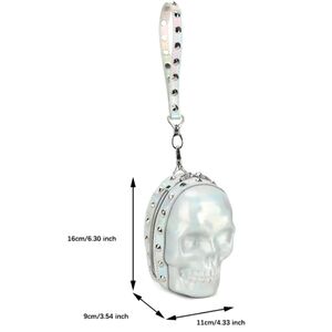 Silver Cool Skull Handheld Bag With Zipper Closure